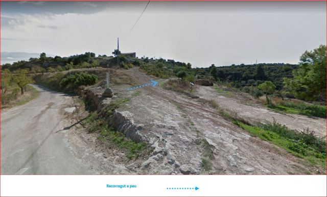 Camí d'accés a l'Ermita de Sant Joan – Juncosa - Captura de pantalla de Google Maps, complementada amb anotacions manuals